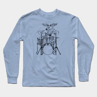 SEEMBO Moose Playing Drums Drummer Drumming Music Fun Band Long Sleeve T-Shirt